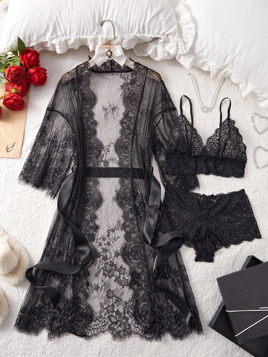 1pc Sexy Sleeveless Velvet & Lace Mini Slip Dress