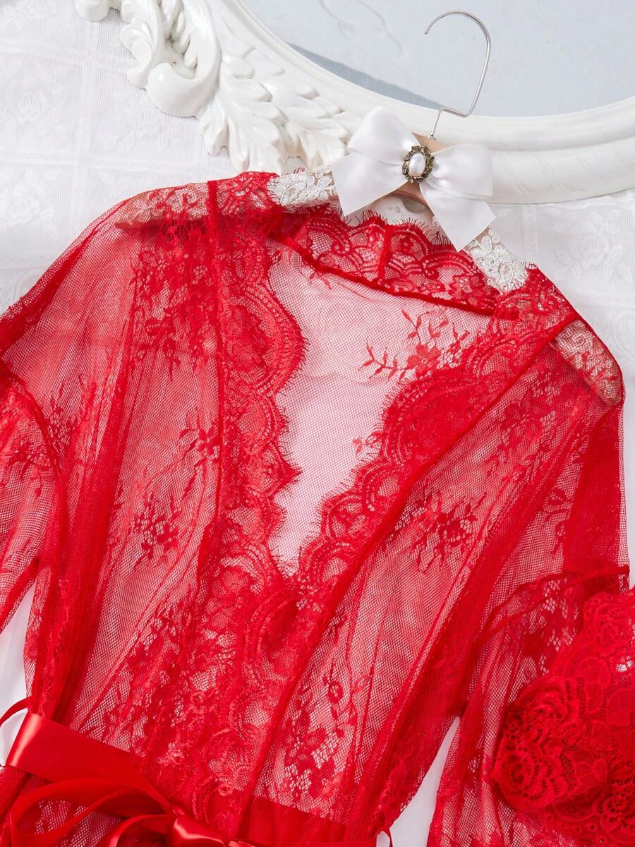 1pc Sexy Sleeveless Velvet & Lace Mini Slip Dress