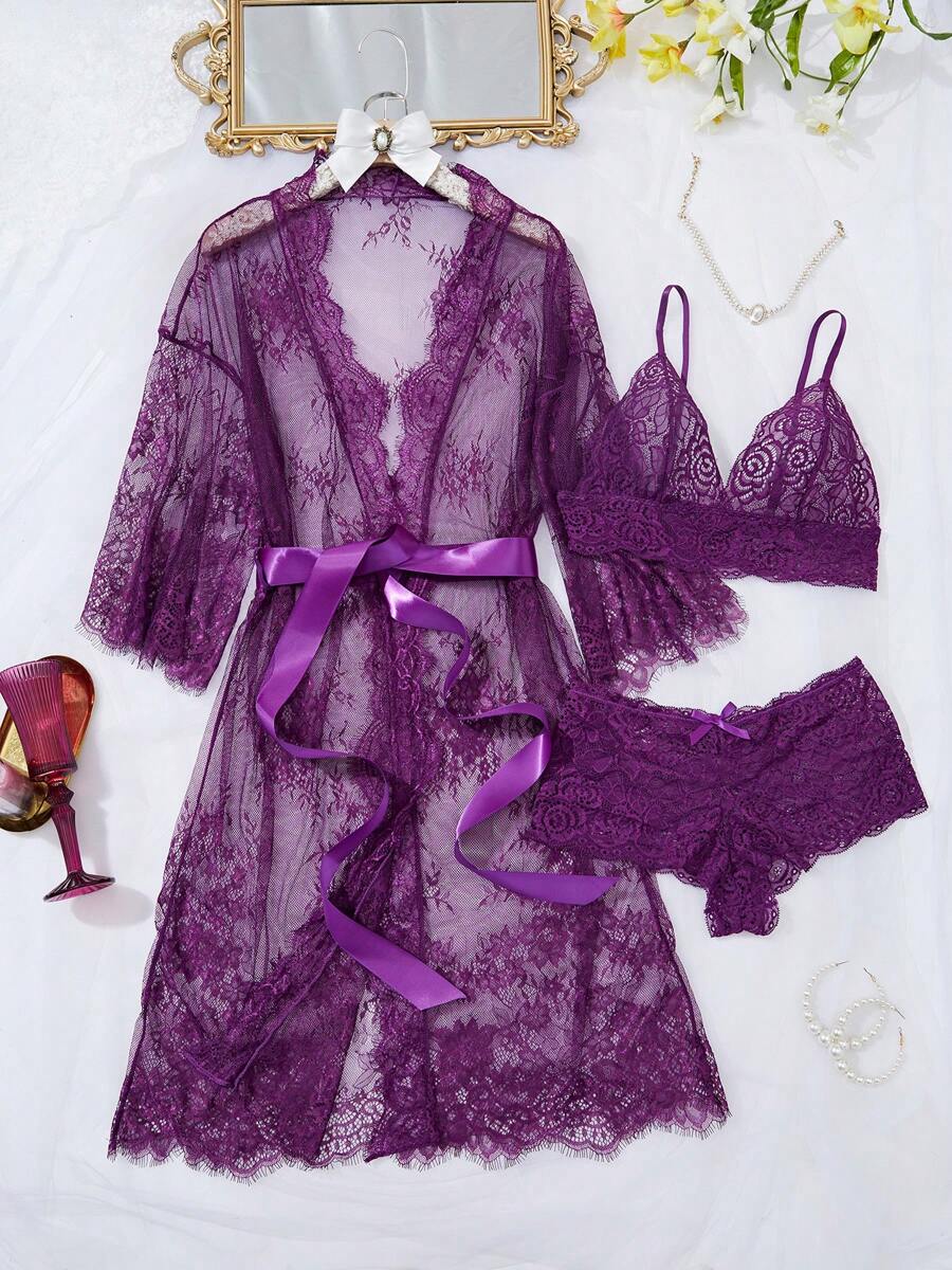 1pc Sexy Sleeveless Velvet & Lace Mini Slip Dress